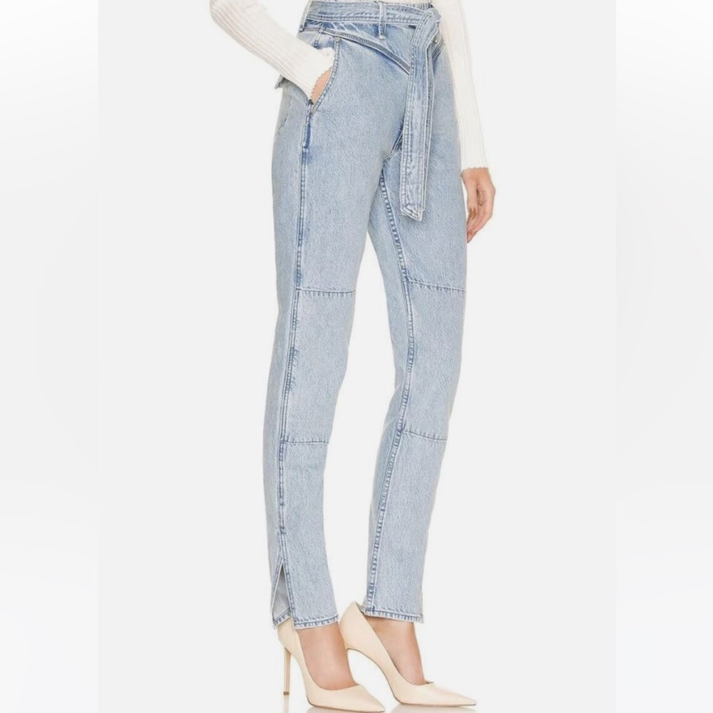 Rag & Bone Retrò Style Mia Yoke Clean Lou Blue High Waist Tie Jeans
